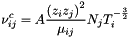 \[ \nu^c_{ij} = A \frac{\left(z_i z_j\right)^2}{\mu_{ij}} N_j T_{i}^{-\frac{3}{2}}\\ \]