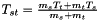 $T_{st}=\frac{m_sT_t+m_tT_s}{m_s+m_t}$