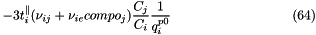 \begin{equation}-3t_i^{\parallel }(\nu_{ij}+\nu_{ie}compo_j)\frac{C_j}{C_i}\frac{1}{q^{p0}_i}\end{equation}