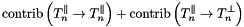 \[ \text{contrib} \left( T^{\parallel}_n \rightarrow T^{\parallel}_n \right) + \text{contrib} \left( T^{\parallel}_n \rightarrow T^{\perp}_n \right) \]